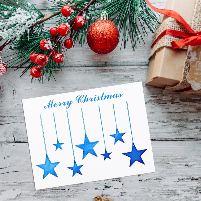 Feliz Navidad Estrella azul Decoración con texto (Subido por el creador)