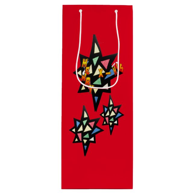 Feliz Navidad Estrellas. bolsa para botellas de vi (Anverso)