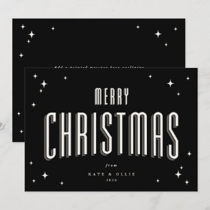 Feliz Navidad Estrellas Retro Planas Negras