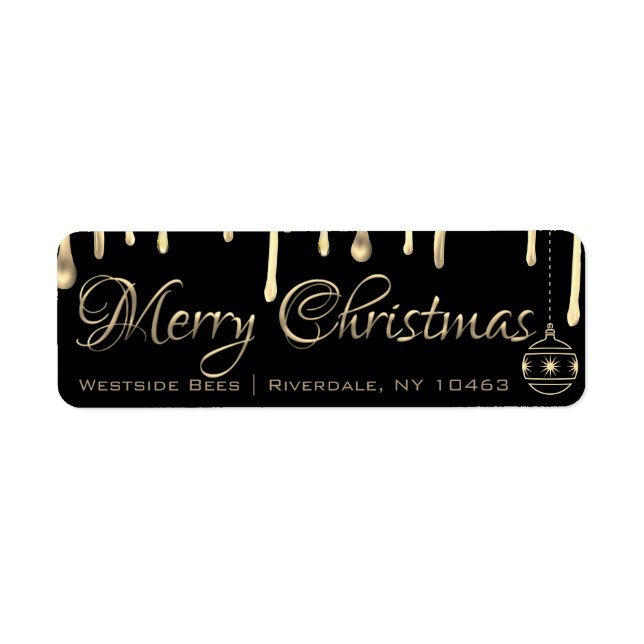 Feliz Navidad Etiqueta del Apiario oro goteando mi (Frente)