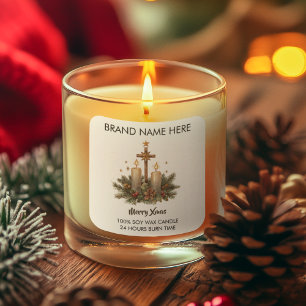 Feliz Navidad Etiquetas de Velas Festivas