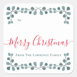 Feliz Navidad Eucalyptus deja etiqueta de regalo n