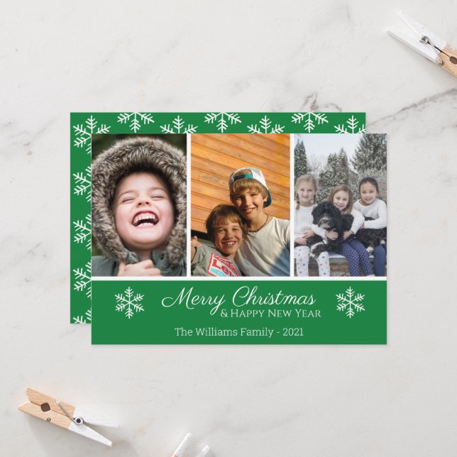 Feliz Navidad Familia 3 Foto Copo de nieve (Anverso/Reverso In Situ)