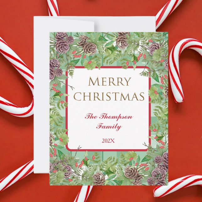 Feliz Navidad Familia Deseos Pine Bough Red Bloom (Subido por el creador)