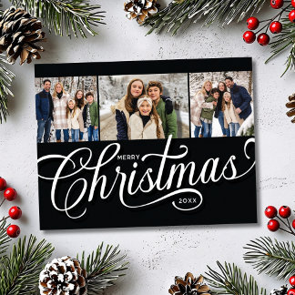 Feliz Navidad Familia Escritura Negra 3 Fotos