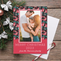 Feliz Navidad Familia Foto Invierno Aves Berries