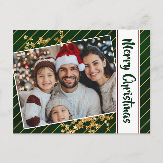 Feliz Navidad Familia Green And Gold Strips (Anverso)