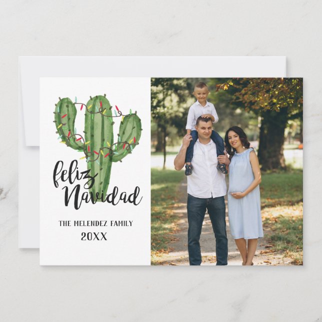 Feliz Navidad Family Photo Holiday Card (Anverso)