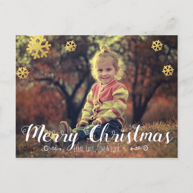 Feliz Navidad Faux Gold Snowflakes (Anverso)