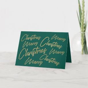 Feliz Navidad Faux Relieve metalizado dorado y Ver