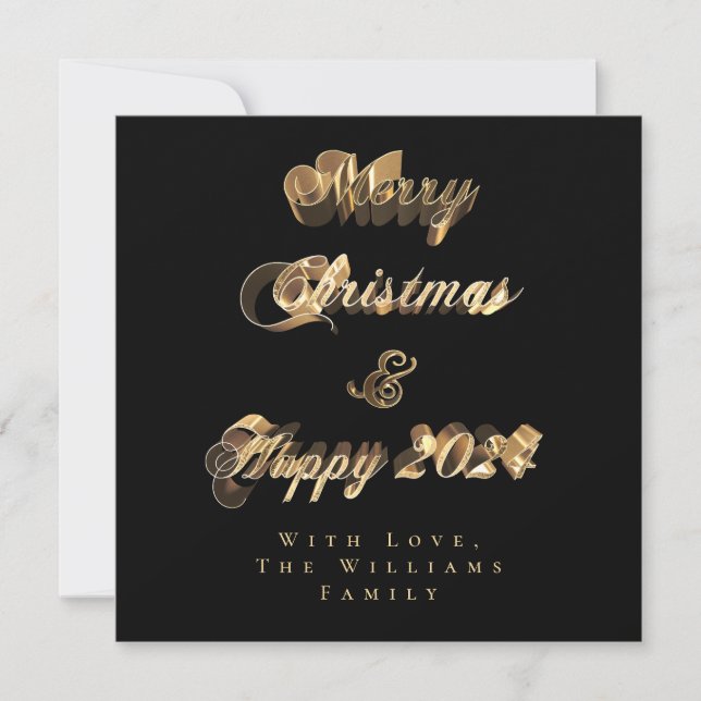 Feliz Navidad Feliz 2024 Black and Gold Script (Anverso)