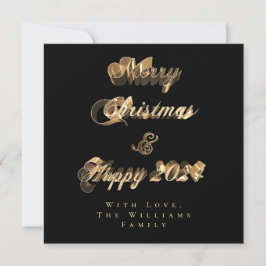 Feliz Navidad Feliz 2024 Black and Gold Script