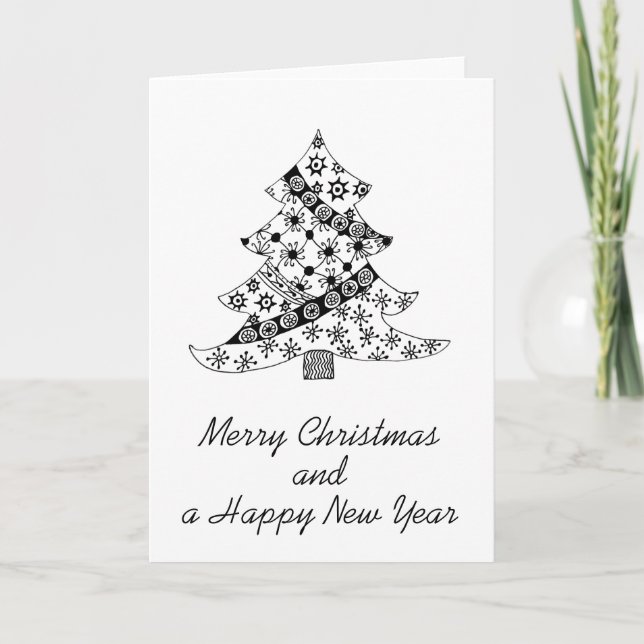 Feliz Navidad Feliz Año Nuevo Árbol de Navidad (Anverso)