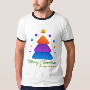 Feliz Navidad Feliz Año Nuevo Camiseta de Manga Ca
