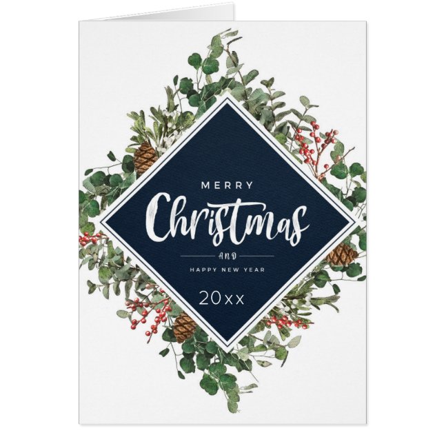 Feliz Navidad/Feliz Año Nuevo con marco contemporá (Frente)