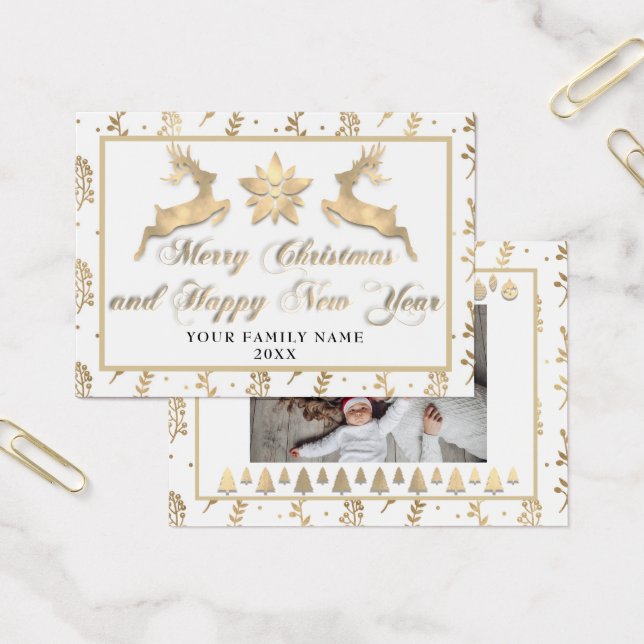 Feliz Navidad Feliz Año Nuevo Nombre Foto Blanco (Oficina)