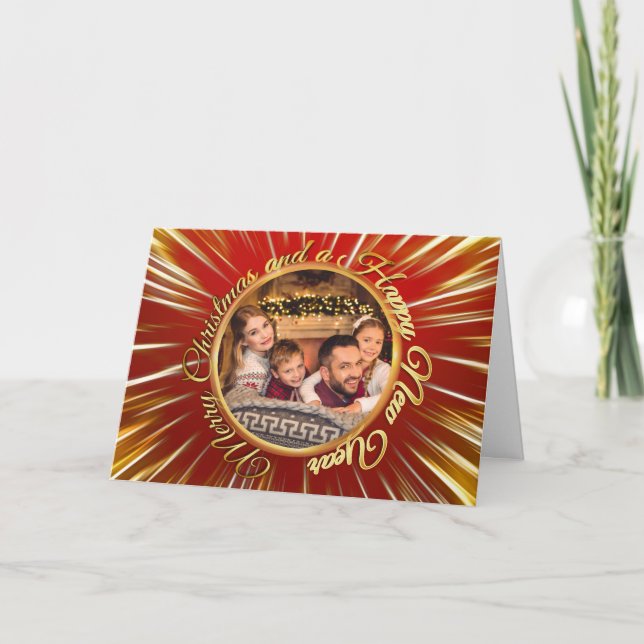 Feliz Navidad Feliz Año Nuevo Oro Foto Círculo (Anverso)