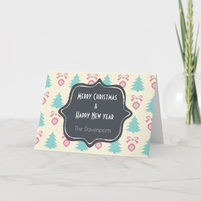 Feliz Navidad Feliz Año Nuevo Patrón festivo (Anverso)