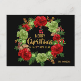 Feliz Navidad Feliz Año Nuevo Wreth Black Gold
