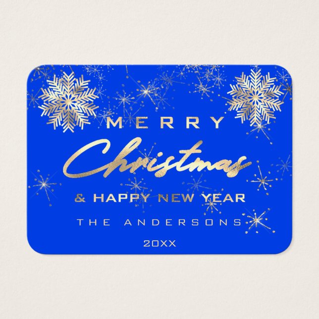 Feliz Navidad Feliz Día de Navidad Royal Blue Gold (Frente)