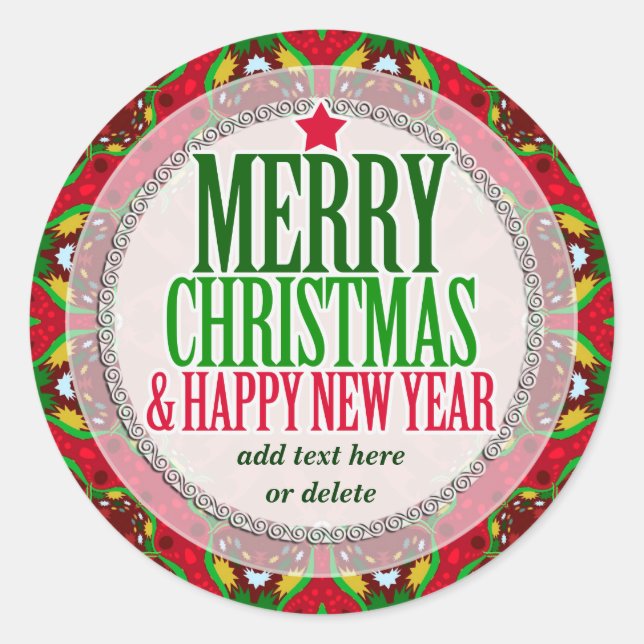 Feliz Navidad Feliz Pegatina de Año Nuevo (Anverso)