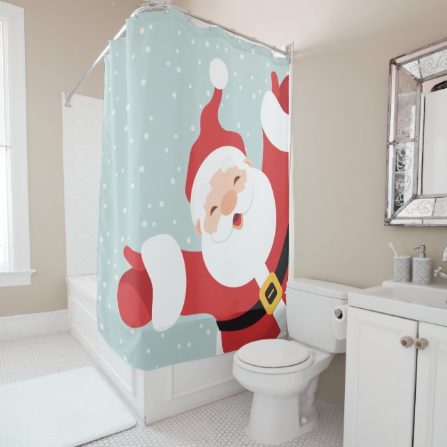 Feliz Navidad Feliz Santa | Cortina de ducha (In situ)