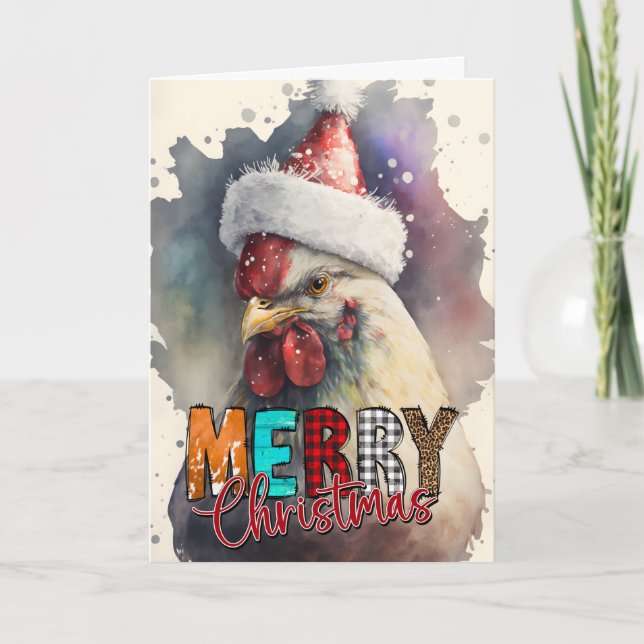 Feliz Navidad Feliz Santa Tarjeta de Pollo (Anverso)