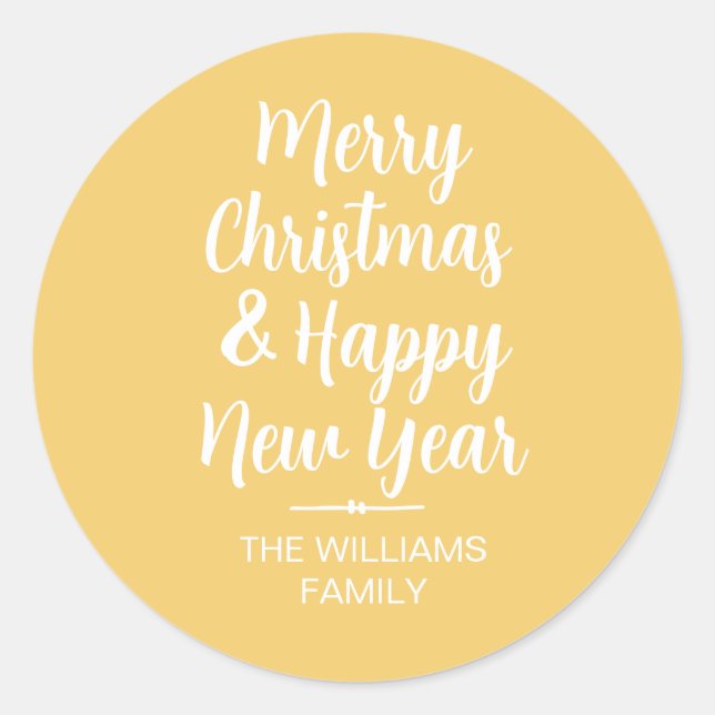 Feliz Navidad Feliz Sello para sobres de Año Nuevo (Anverso)