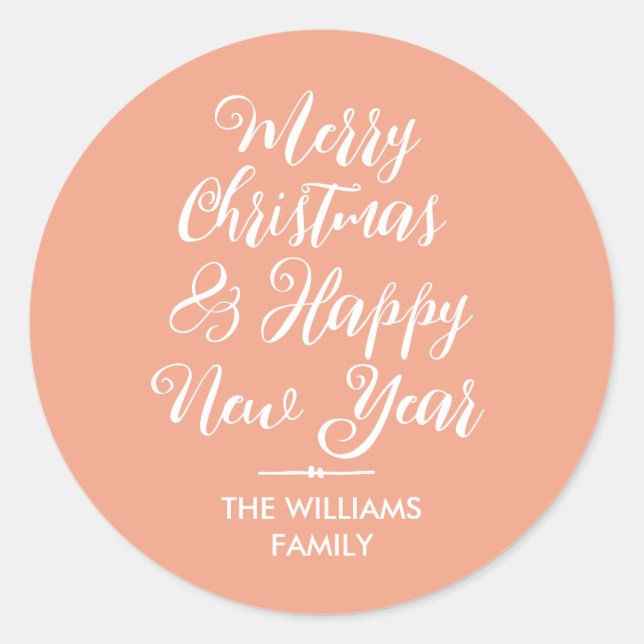 Feliz Navidad Feliz Sello para sobres de Año Nuevo (Anverso)