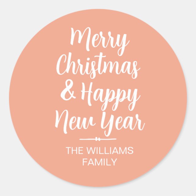 Feliz Navidad Feliz Sello para sobres de Año Nuevo (Anverso)