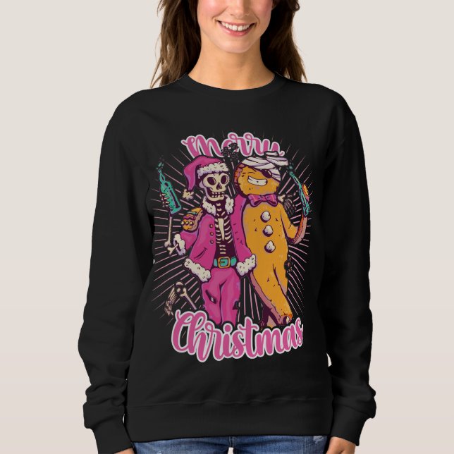 Feliz Navidad Feo Sweater Skeleton Santa Ginger (Anverso)