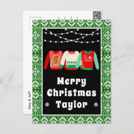 Feliz Navidad Feo Sweaters Green con nombre