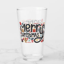 Feliz Navidad Festividad de Navidad Glass Pint