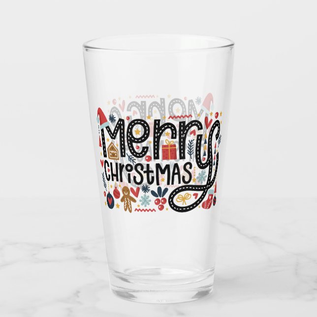 Feliz Navidad Festividad de Navidad Glass Pint (Reverso)