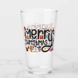 Feliz Navidad Festividad de Navidad Glass Pint