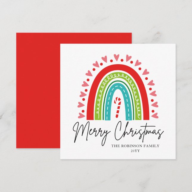Feliz Navidad Festividad Rainbow Candy Cane Heart (Anverso / Reverso)