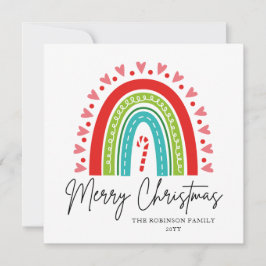Feliz Navidad Festividad Rainbow Candy Cane Heart