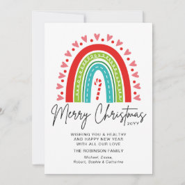 Feliz Navidad Festividad Rainbow Candy Cane Heart