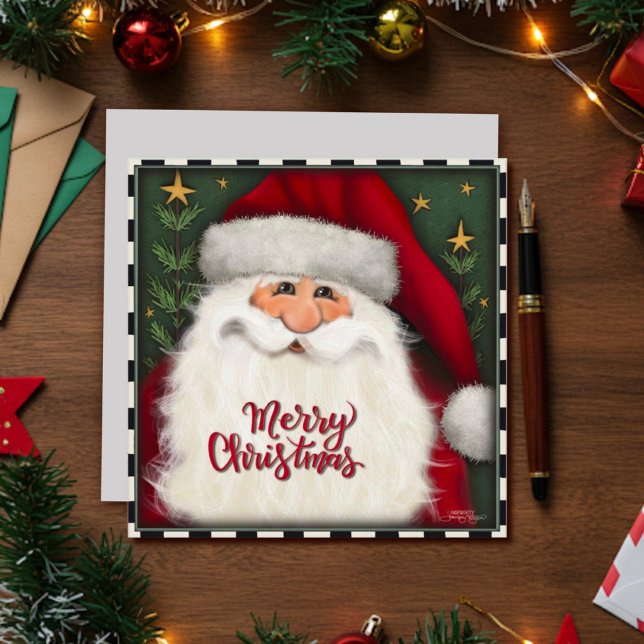 Feliz Navidad Festividad Red Santa Holiday Card (Subido por el creador)