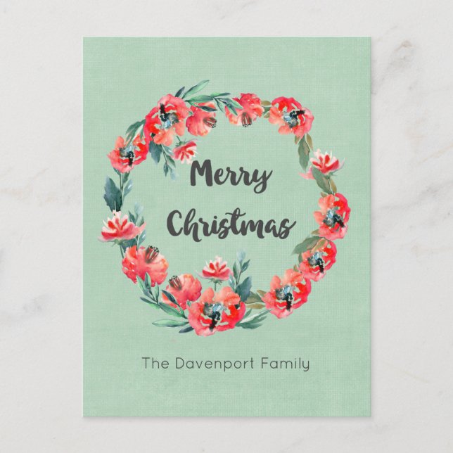 Feliz Navidad Festividad Roja Floral Festividad Pe (Anverso)