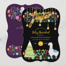 Feliz Navidad Fiesta Invitación Flores populares L