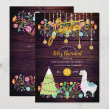 Feliz Navidad Fiesta Invitación Flores populares L
