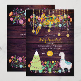 Feliz Navidad Fiesta Invitación Flores populares L