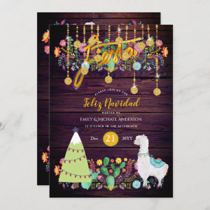 Feliz Navidad Fiesta Invitación Flores populares L