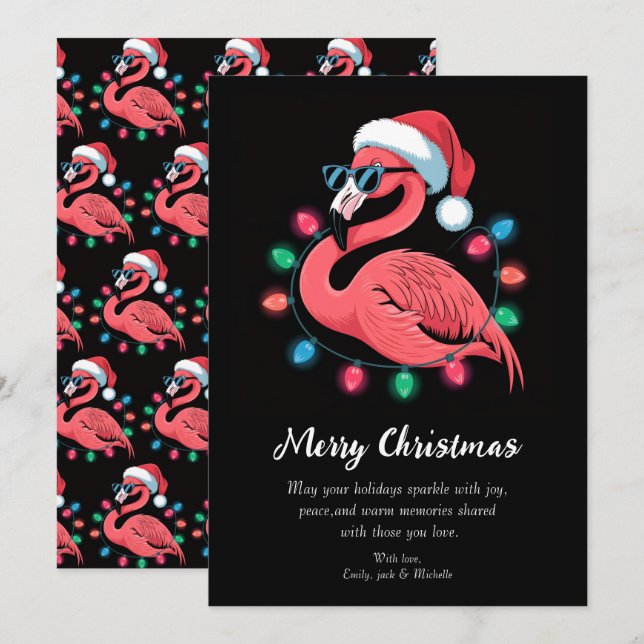 Feliz Navidad Flamenco Rosa Personalizado         (Anverso / Reverso)