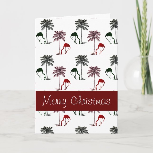 Feliz Navidad Flamingos Palm Trees (Anverso)