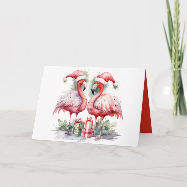 Feliz Navidad Flamingos rosas (Anverso)