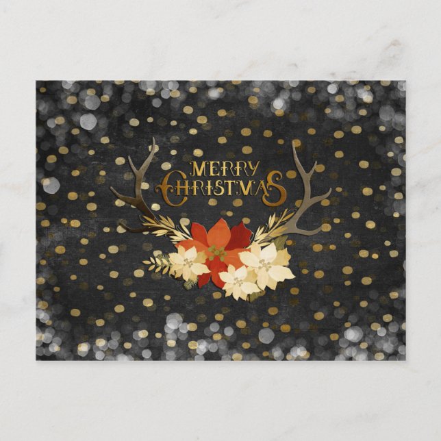 Feliz Navidad Floral Antlers Confetti (Anverso)