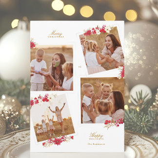 Feliz navidad floral botánica multifoto feliz