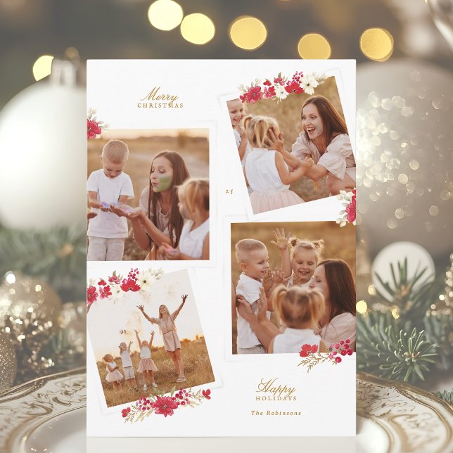 Feliz navidad floral botánica multifoto feliz (Subido por el creador)